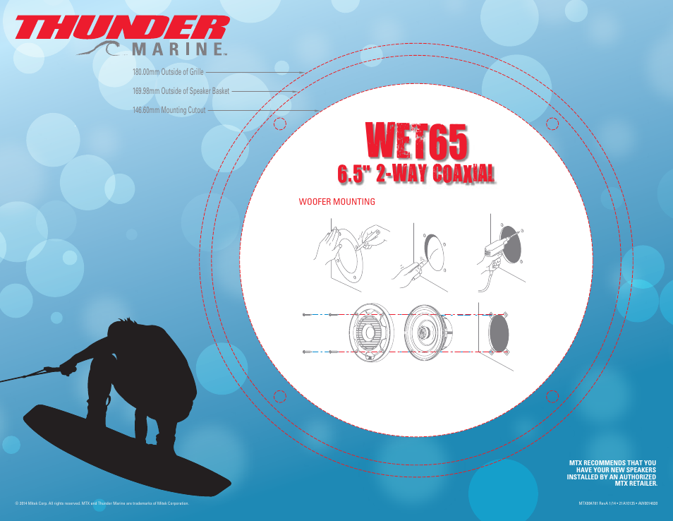 MTX Audio WET65-W 6-5 65W RMS 4 Ohm Coaxial Marine Speaker Pair User Manual | 1 page