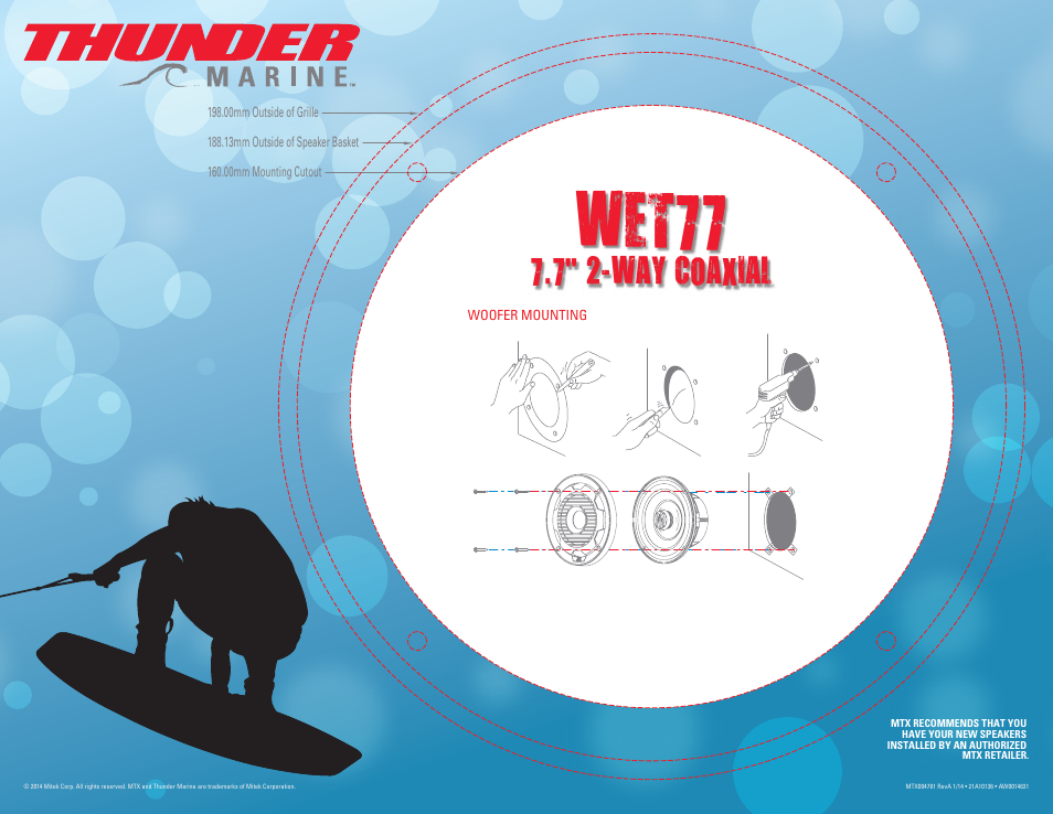 MTX Audio WET77-W 7-7 75W RMS 4 Ohm Coaxial Marine Speaker Pair User Manual | 1 page