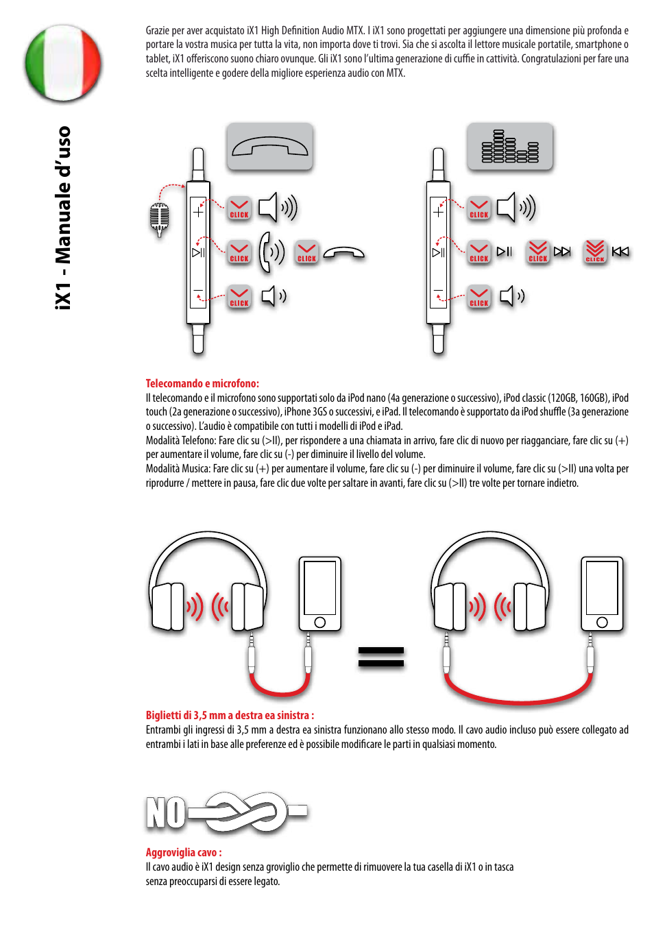 Ix1 - manuale d ’uso | MTX Audio StreetAudio iX1 BLACK On Ear Headphones User Manual | Page 10 / 20