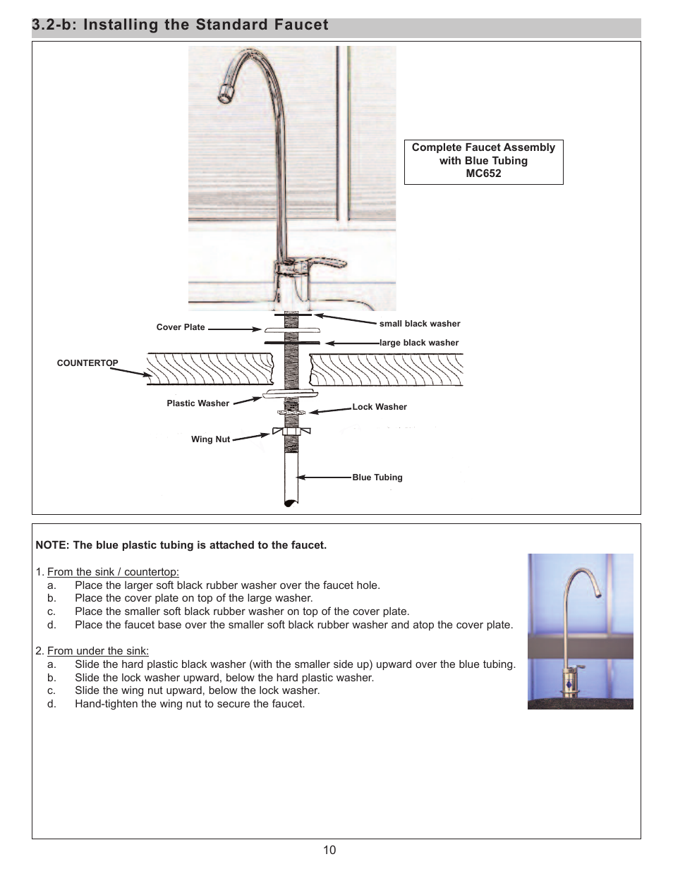 B: installing the standard faucet | Purenex Multipure Aquaversa User Manual | Page 10 / 28