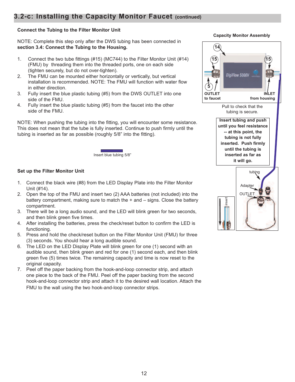 C: installing the capacity monitor faucet | Purenex Multipure Aquaversa User Manual | Page 12 / 28