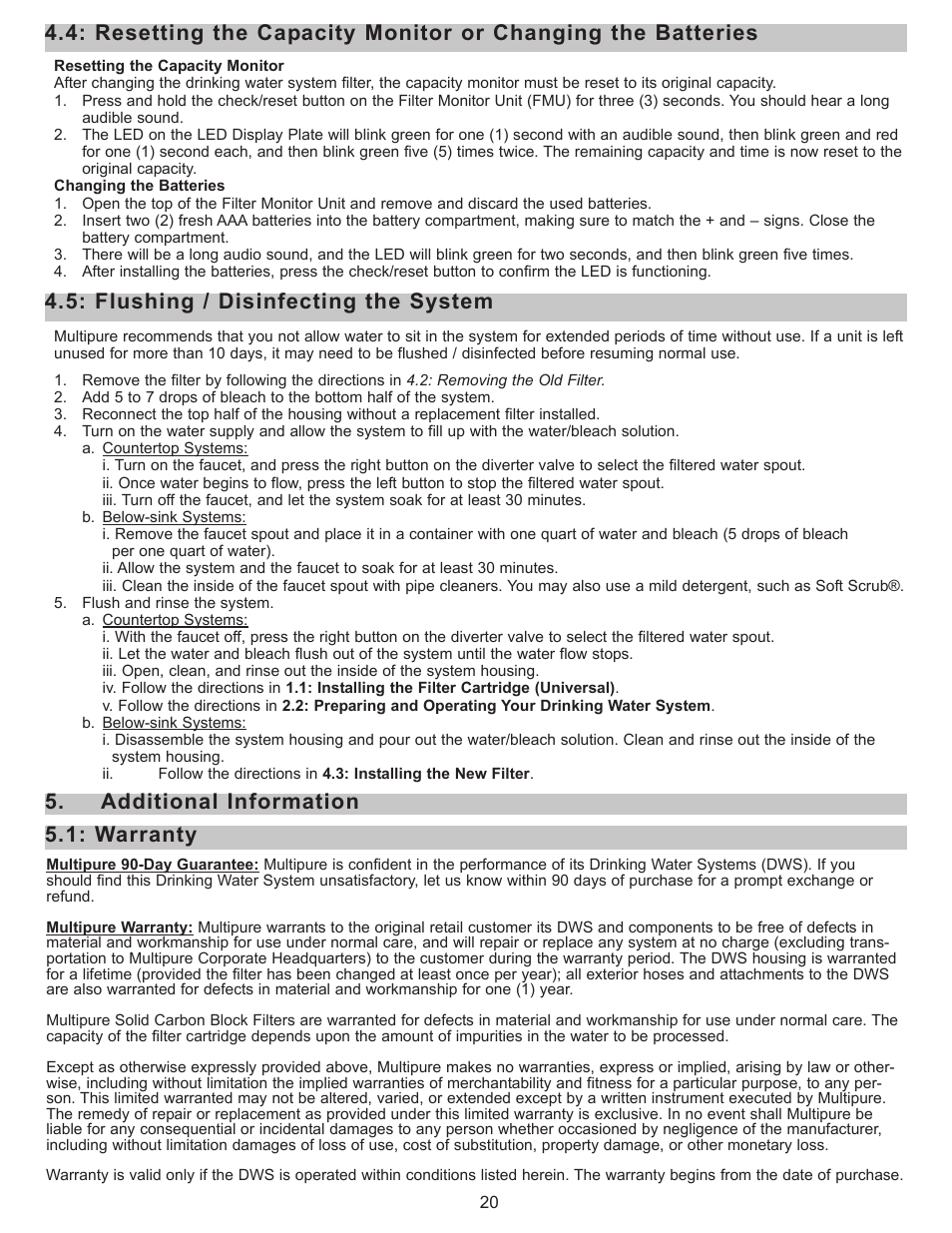Additional information | Purenex Multipure Aquaperform User Manual | Page 20 / 28