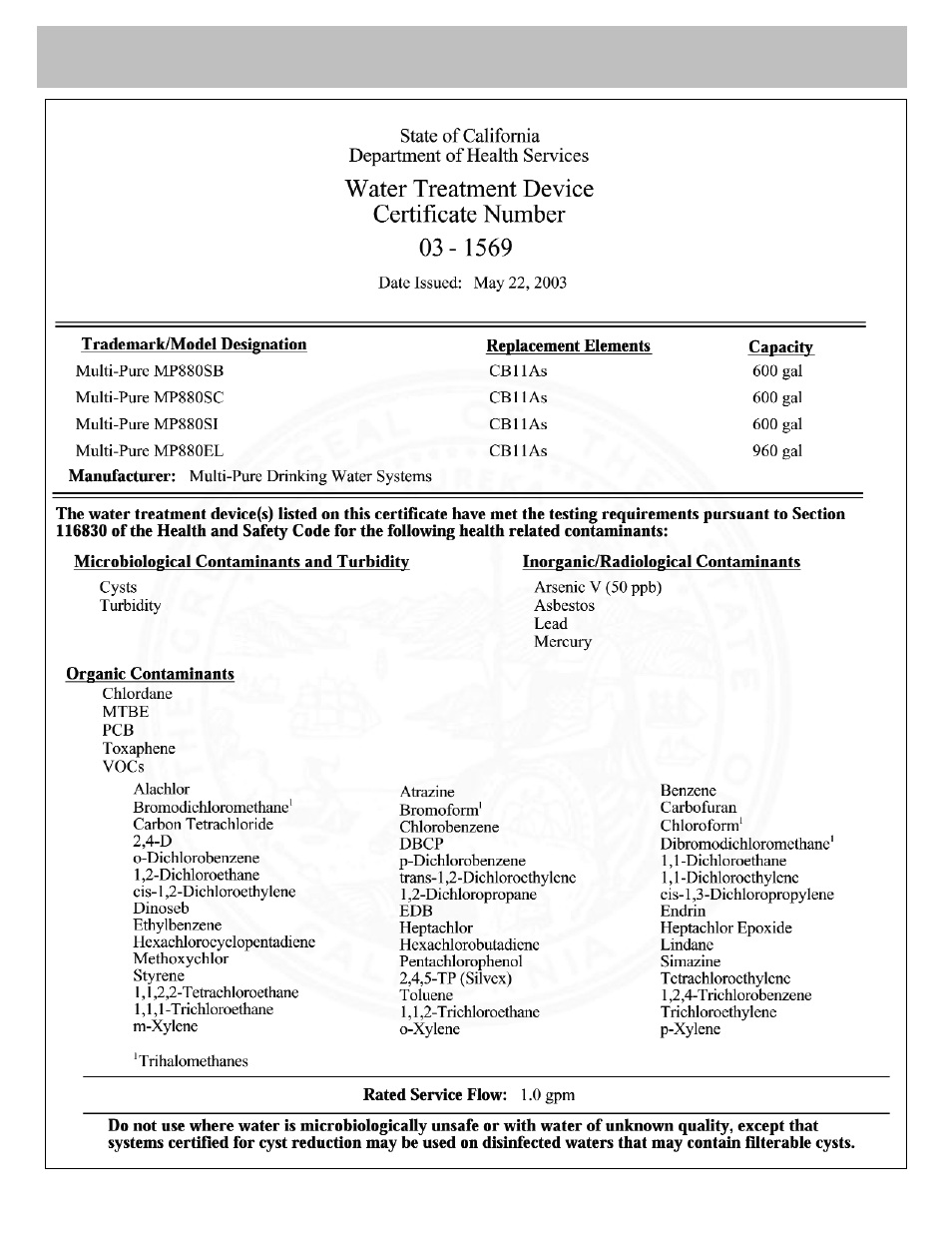 Purenex Multipure Aquaperform For Model MP880SB User Manual | Page 25 / 28