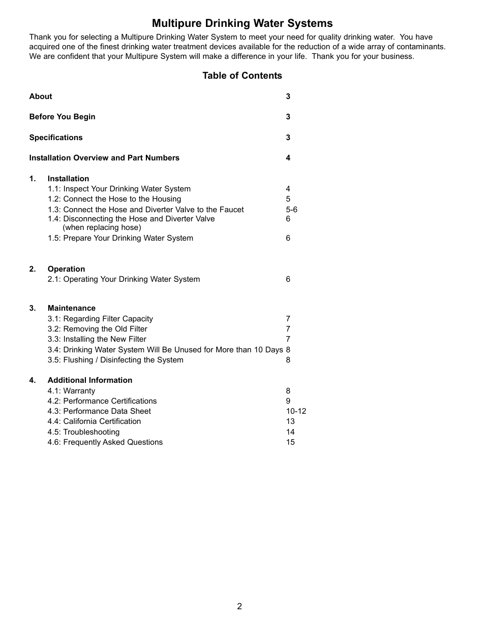 Multipure drinking water systems | Purenex Multipure Aquadome User Manual | Page 2 / 16