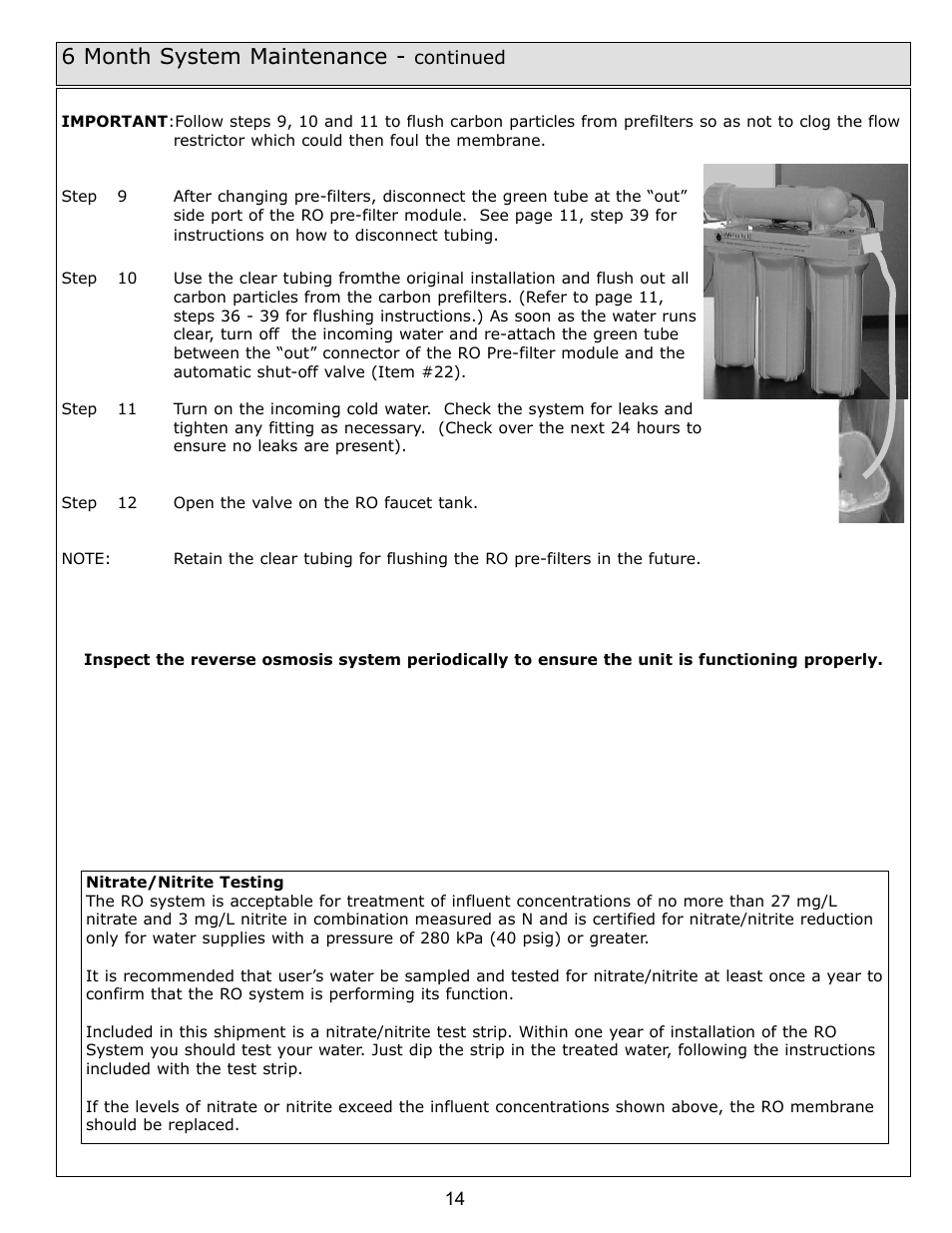 6 month system maintenance | Purenex Multipure Aqua RO System User Manual | Page 14 / 27