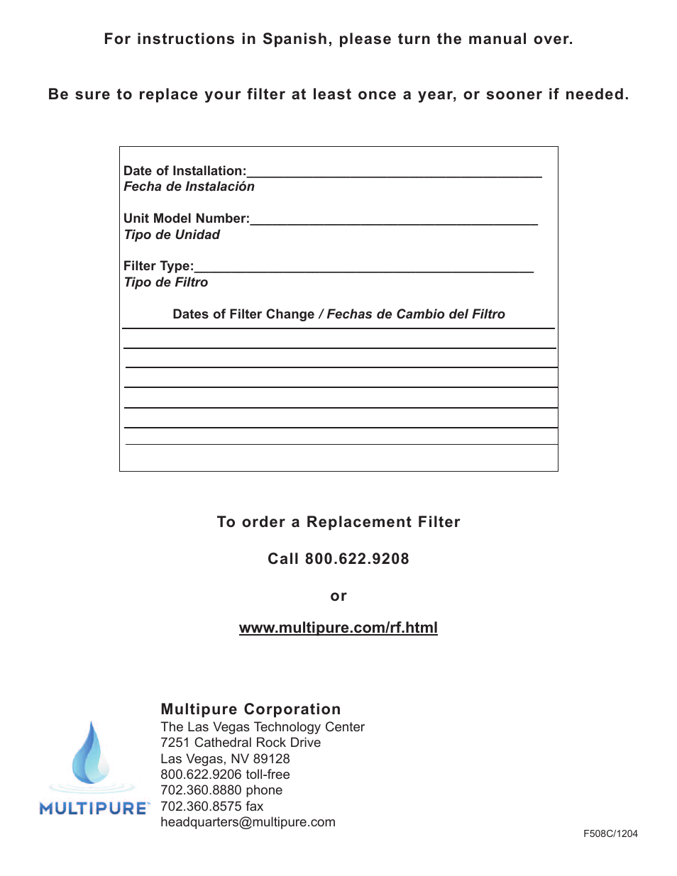 Purenex Multipure Aquaversa User Manual | Page 18 / 18