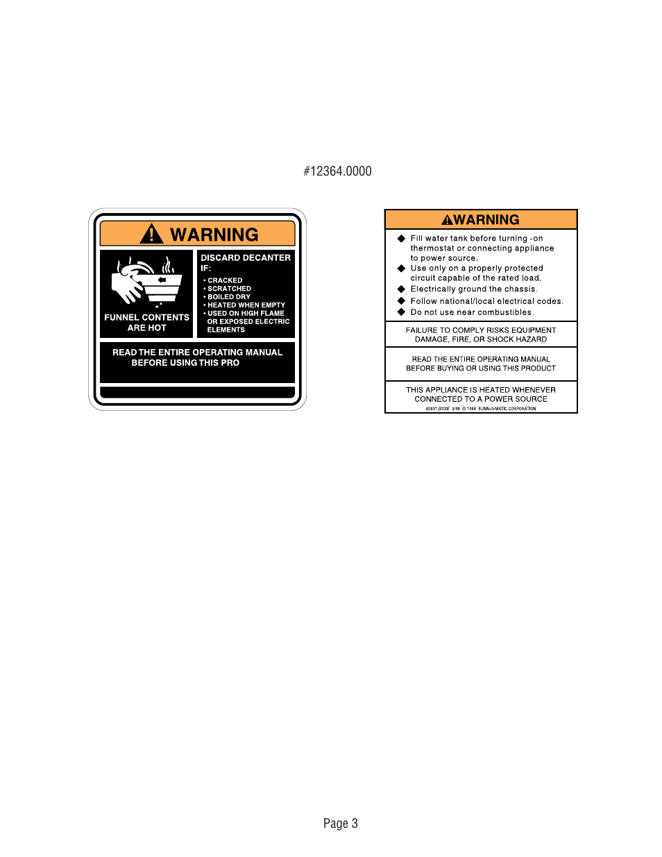 Bunn CWT -DV User Manual | Page 3 / 31