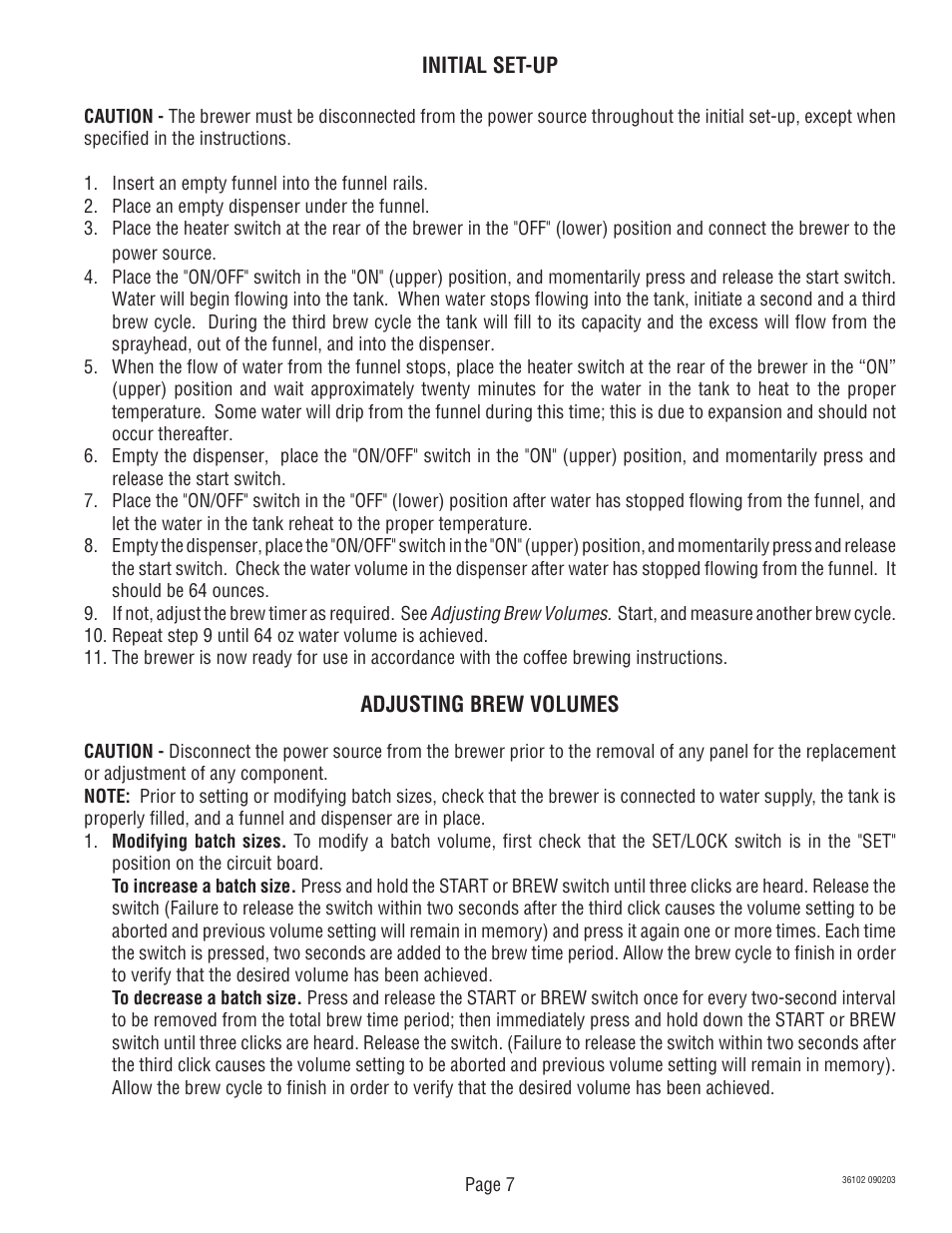 Bunn CWT -DV User Manual | Page 7 / 31