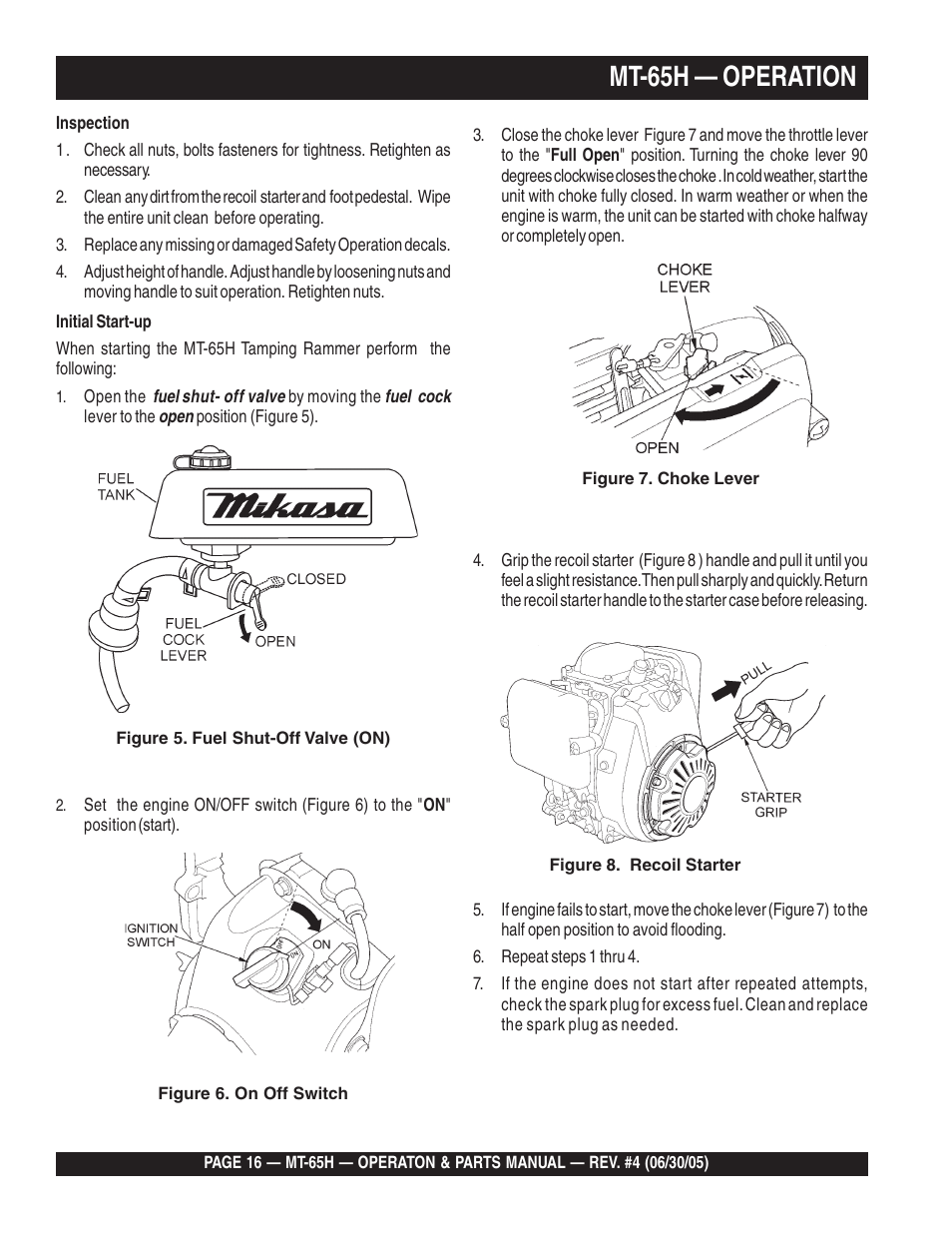 Mt-65h — operation | Multiquip MT65H User Manual | Page 16 / 64