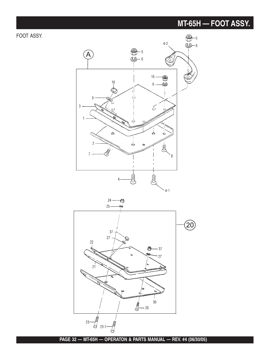 Mt-65h — foot assy | Multiquip MT65H User Manual | Page 32 / 64