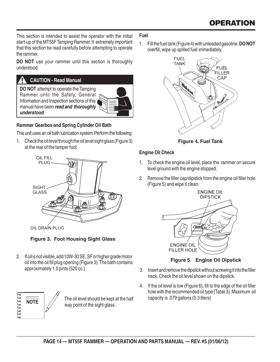 Operation | Multiquip MT55F User Manual | Page 14 / 72