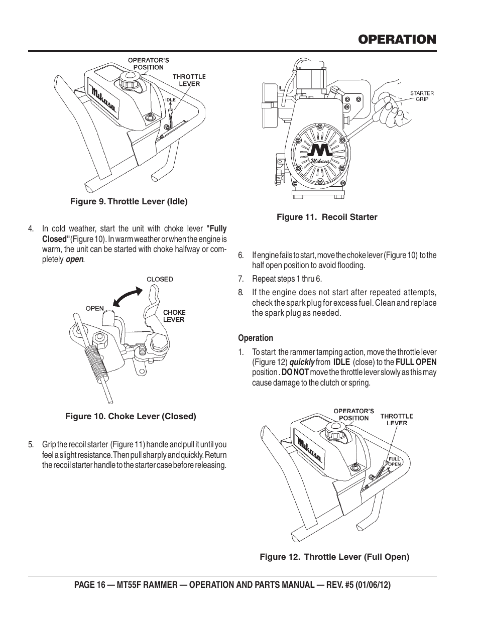 Operation | Multiquip MT55F User Manual | Page 16 / 72