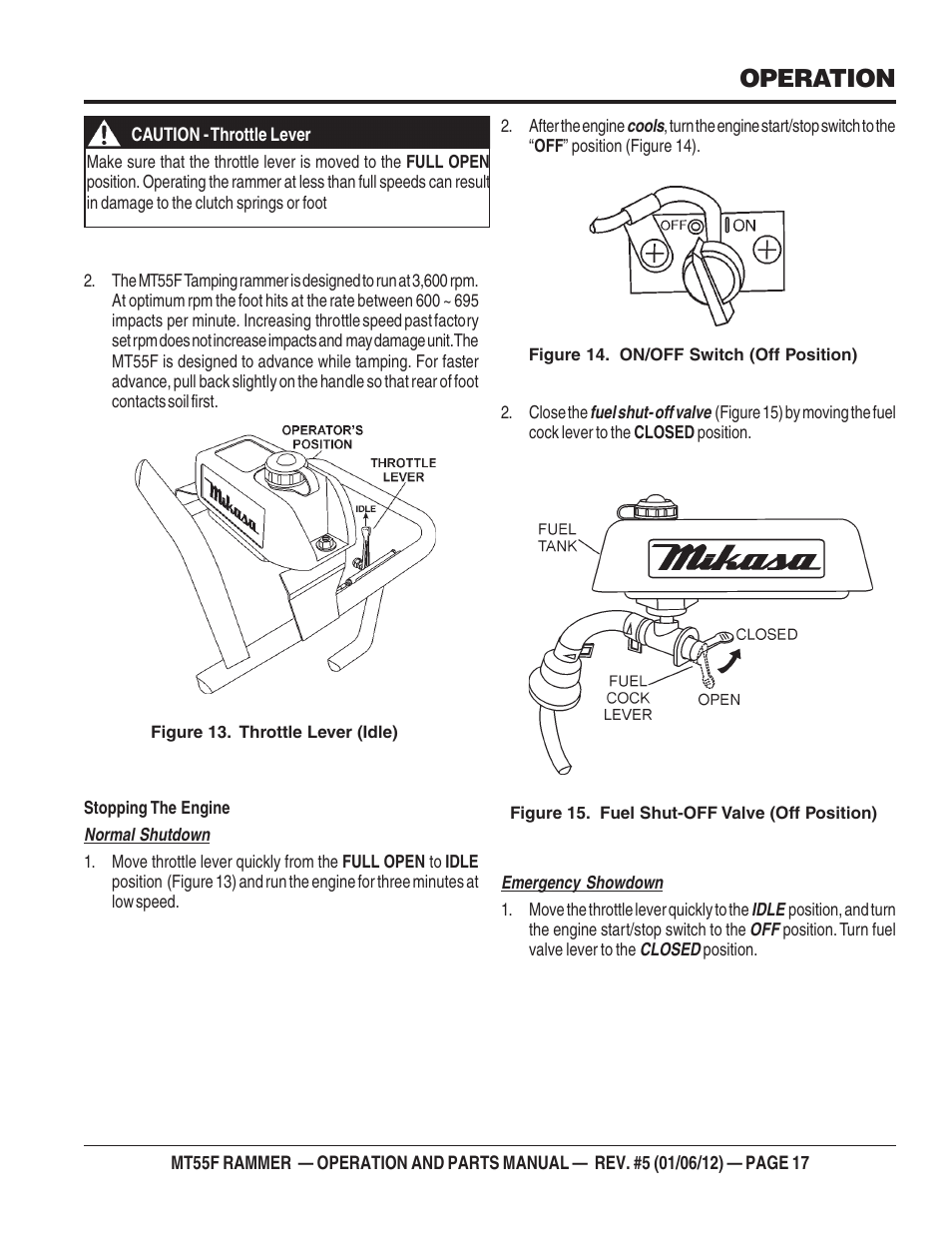 Operation | Multiquip MT55F User Manual | Page 17 / 72
