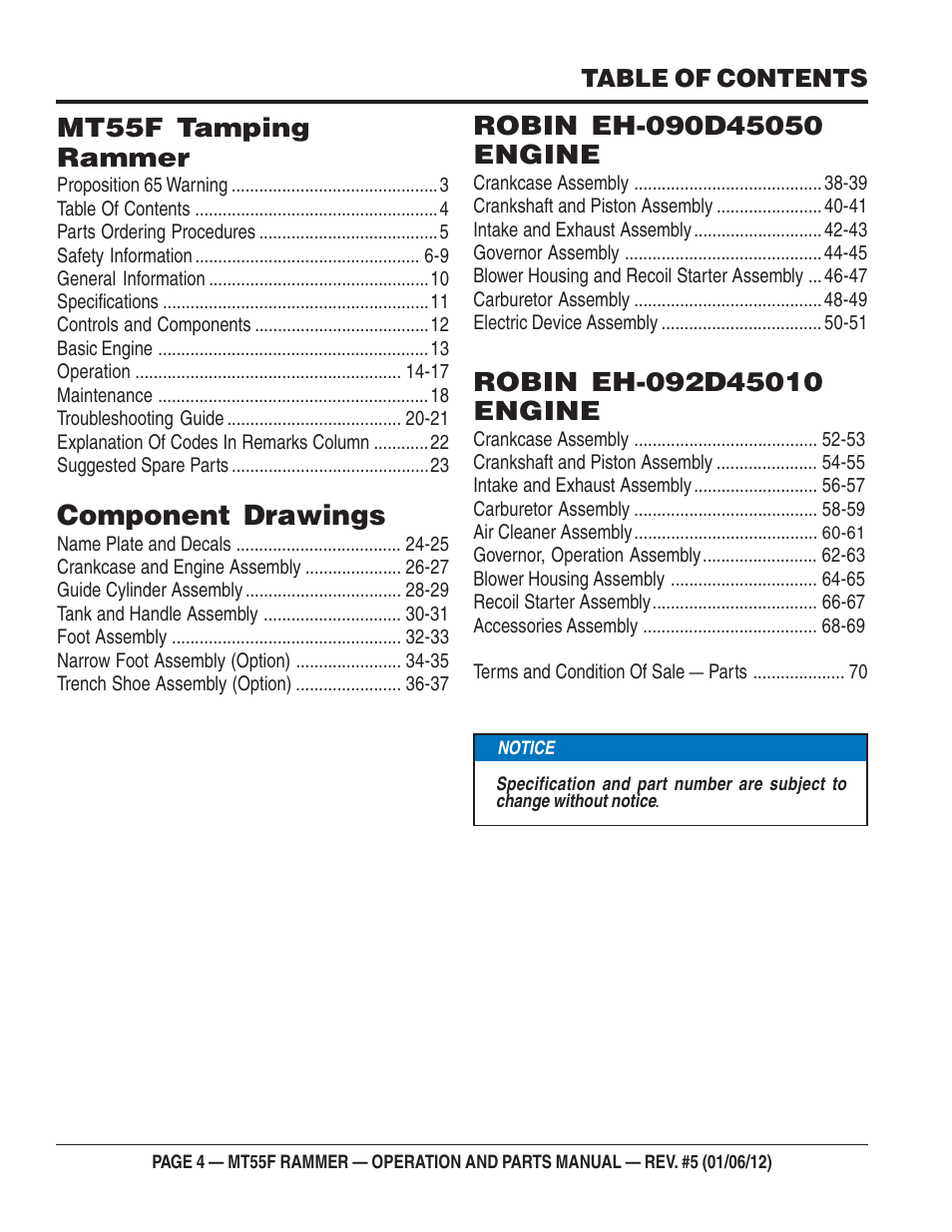 Multiquip MT55F User Manual | Page 4 / 72