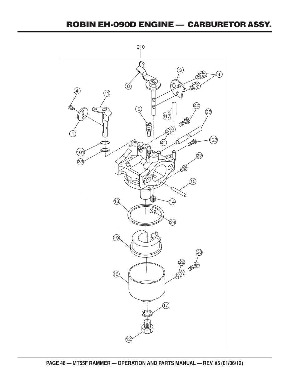 Robin eh-09 engine — carburetor assy | Multiquip MT55F User Manual | Page 48 / 72
