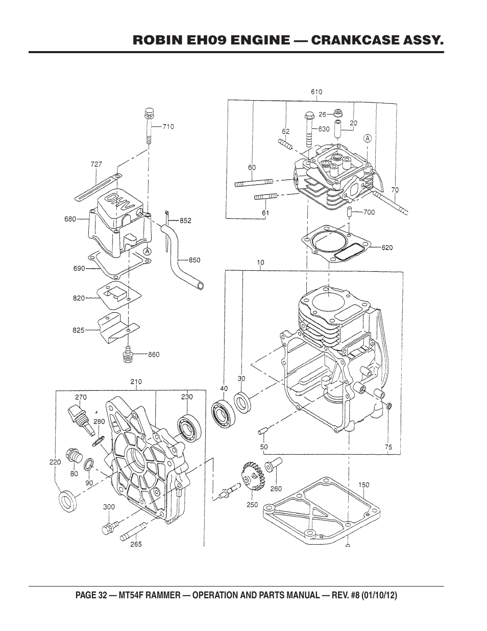 Robin eh-09 engine — crankcase assy | Multiquip MT54F User Manual | Page 32 / 48