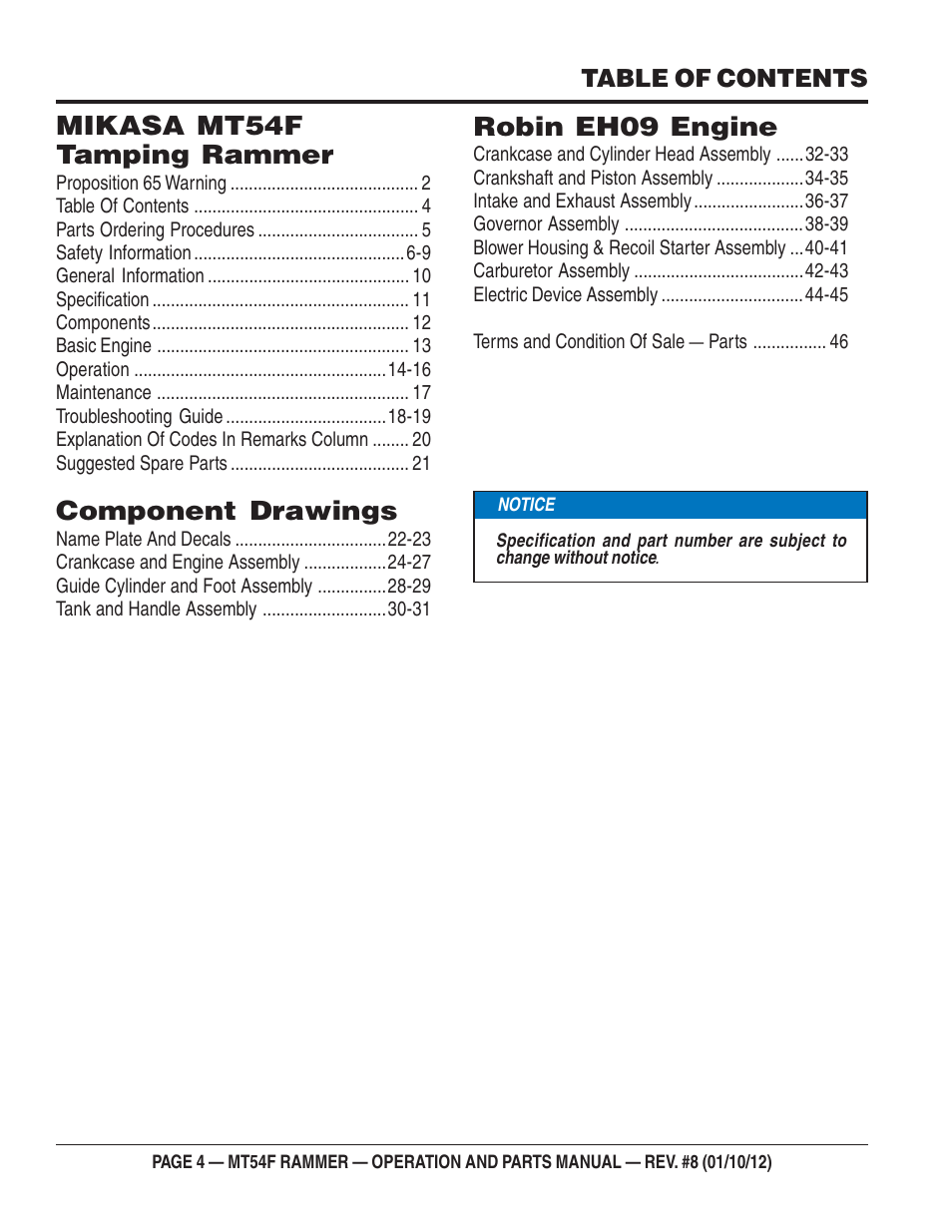 Multiquip MT54F User Manual | Page 4 / 48