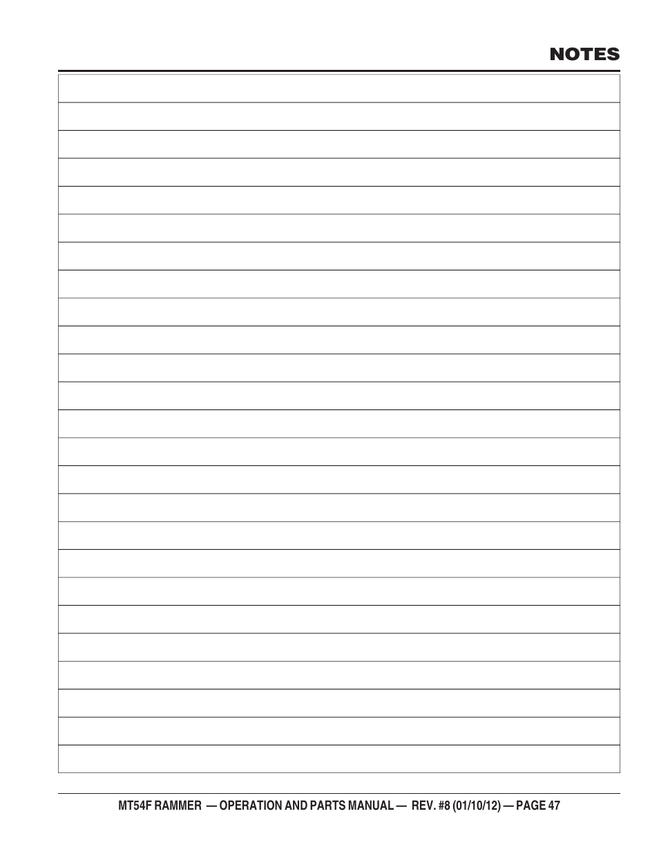 Multiquip MT54F User Manual | Page 47 / 48