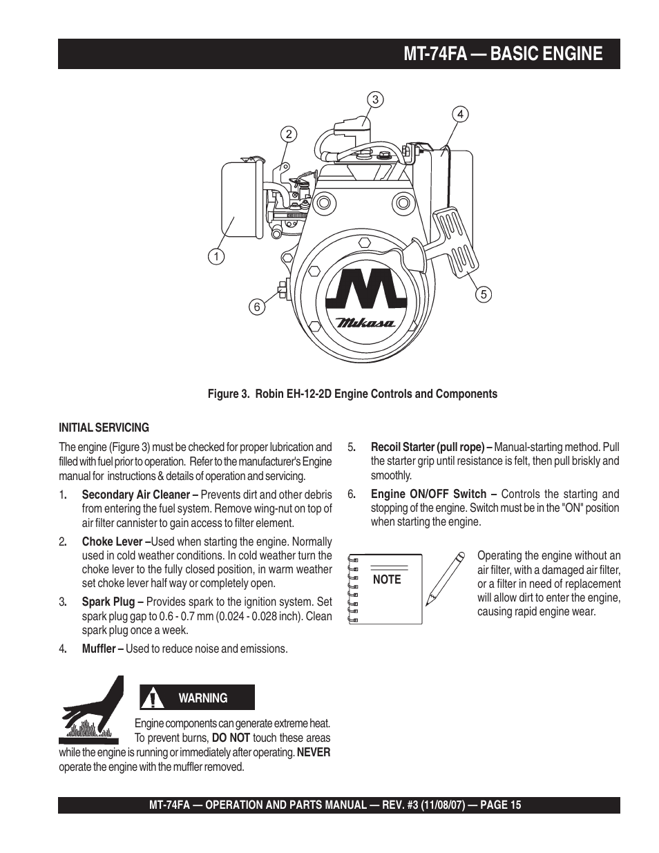 Mt-74fa — basic engine | Multiquip MT74FA User Manual | Page 15 / 50