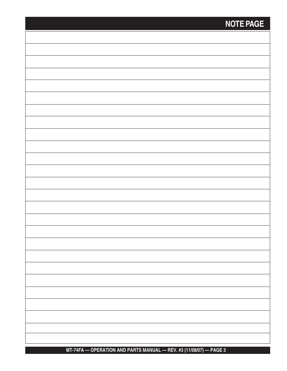 Multiquip MT74FA User Manual | Page 3 / 50