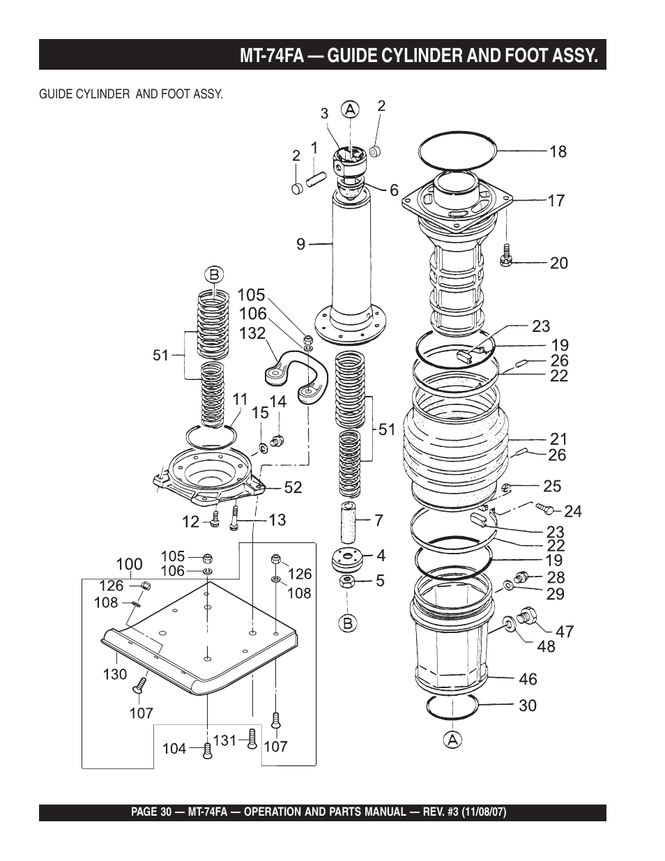 Mt-74fa — guide cylinder and foot assy | Multiquip MT74FA User Manual | Page 30 / 50