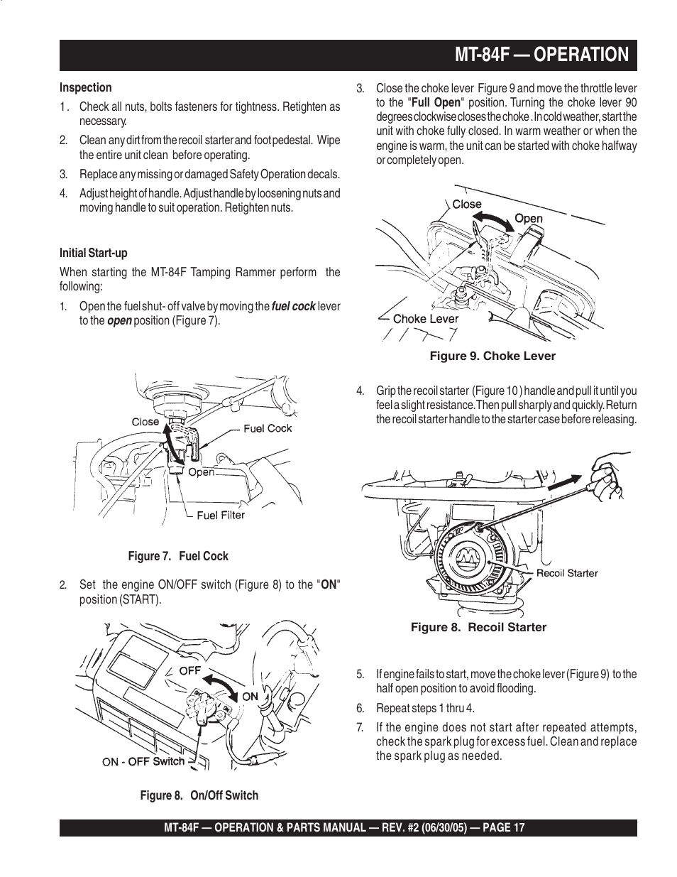 Mt-84f — operation | Multiquip MT84F User Manual | Page 17 / 50