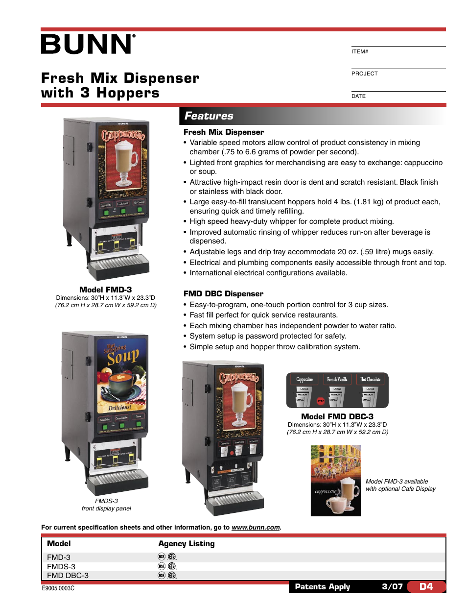 Bunn FMDS-3 User Manual | 2 pages