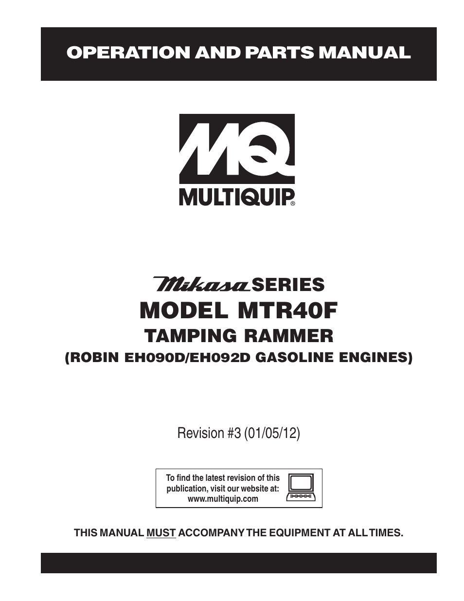 Multiquip MTR40F User Manual | 76 pages