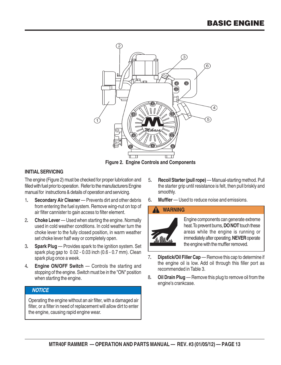 Basic engine | Multiquip MTR40F User Manual | Page 13 / 76