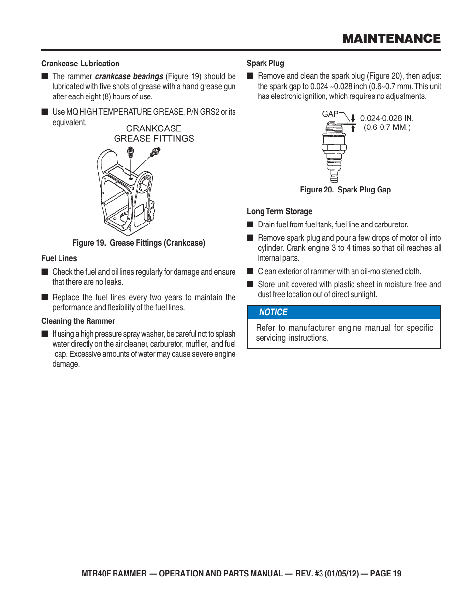 Maintenance | Multiquip MTR40F User Manual | Page 19 / 76