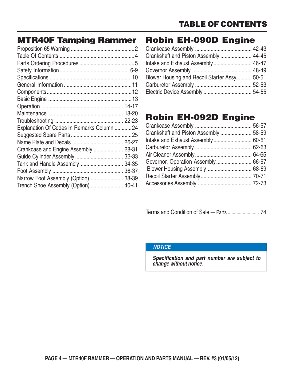 Multiquip MTR40F User Manual | Page 4 / 76