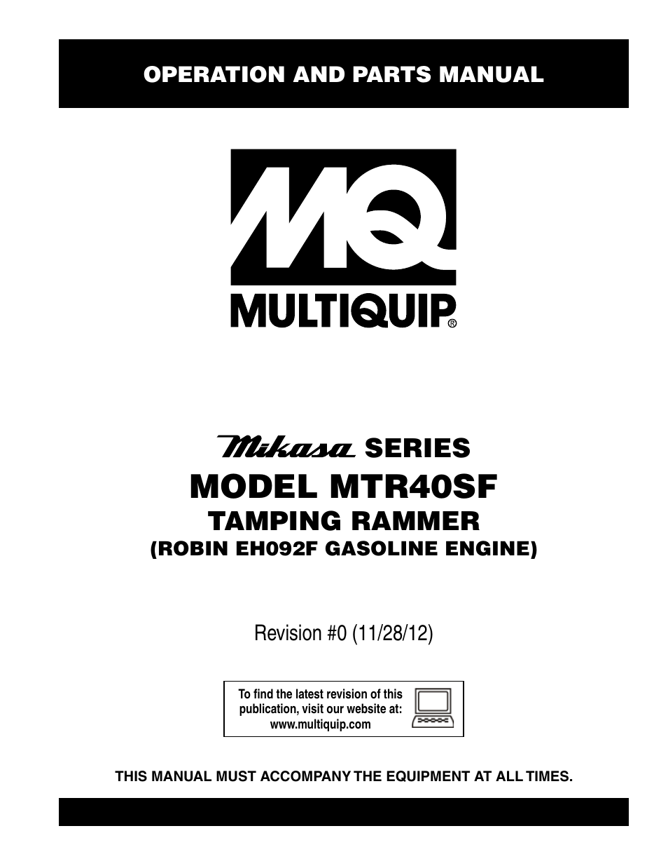 Multiquip MTR40SF User Manual | 64 pages