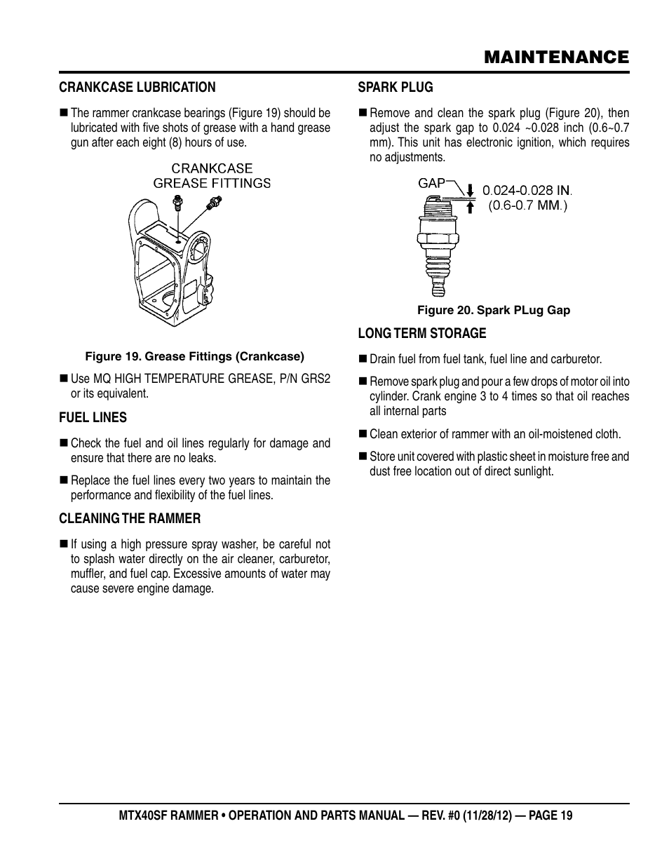 Maintenance | Multiquip MTR40SF User Manual | Page 19 / 64