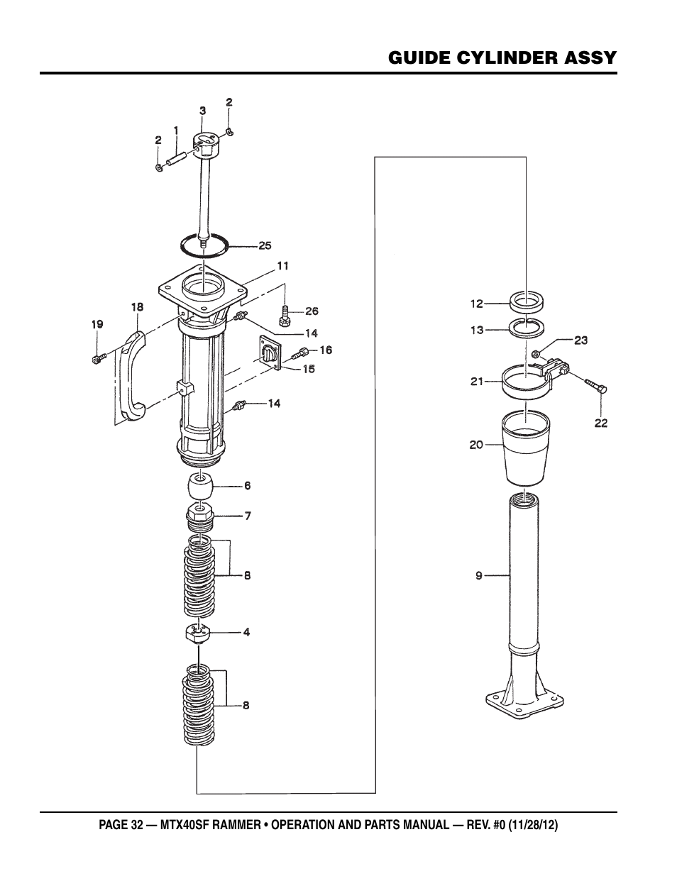 Guide cylinder and foot assy | Multiquip MTR40SF User Manual | Page 32 / 64