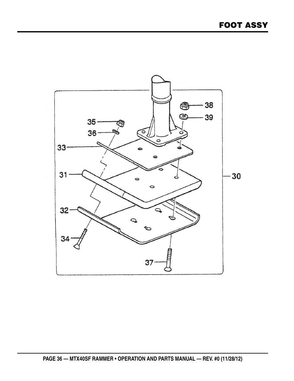 Foot assy. (option) | Multiquip MTR40SF User Manual | Page 36 / 64