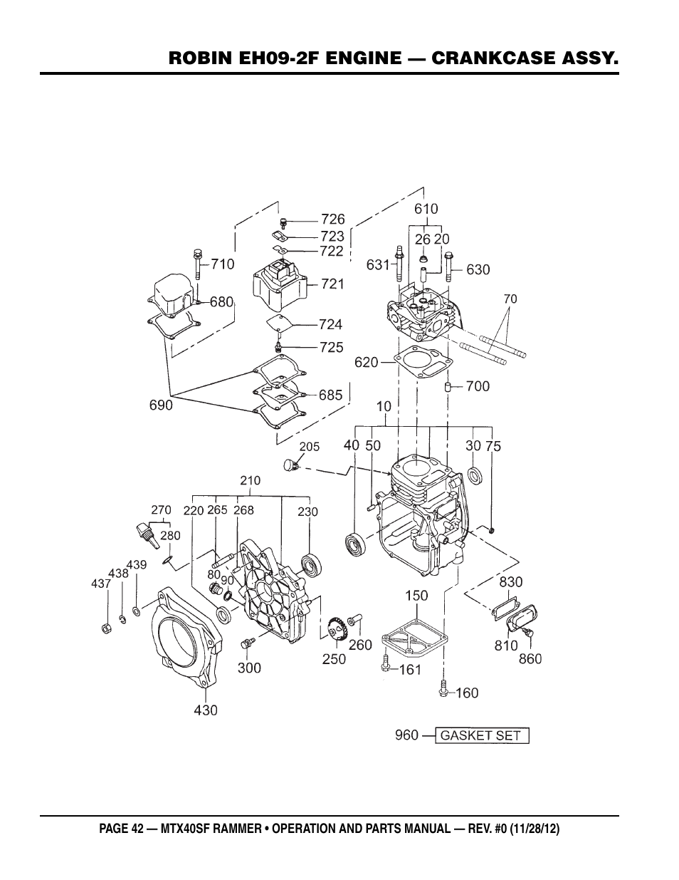 Robin eh09-2f engine — crankcase assy | Multiquip MTR40SF User Manual | Page 42 / 64