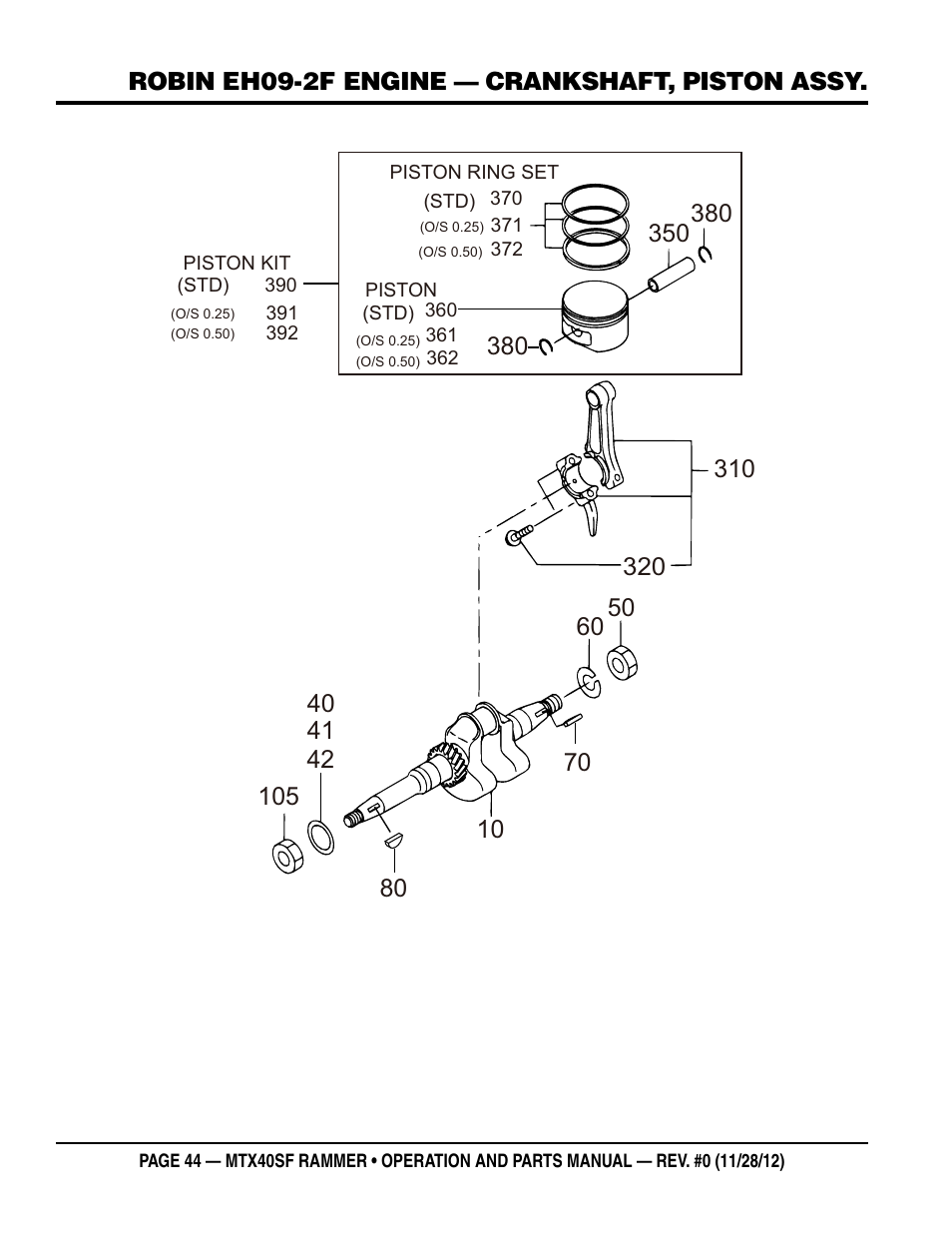Robin eh09-2f engine — crankshaft, piston assy | Multiquip MTR40SF User Manual | Page 44 / 64