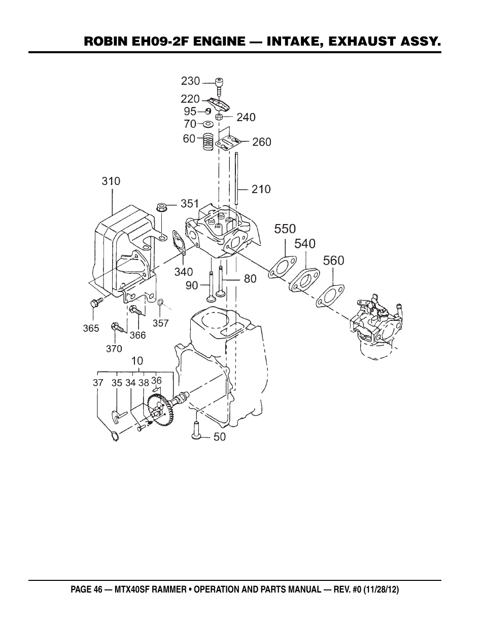 Robin eh09-2f engine — intake and exhaust assy | Multiquip MTR40SF User Manual | Page 46 / 64