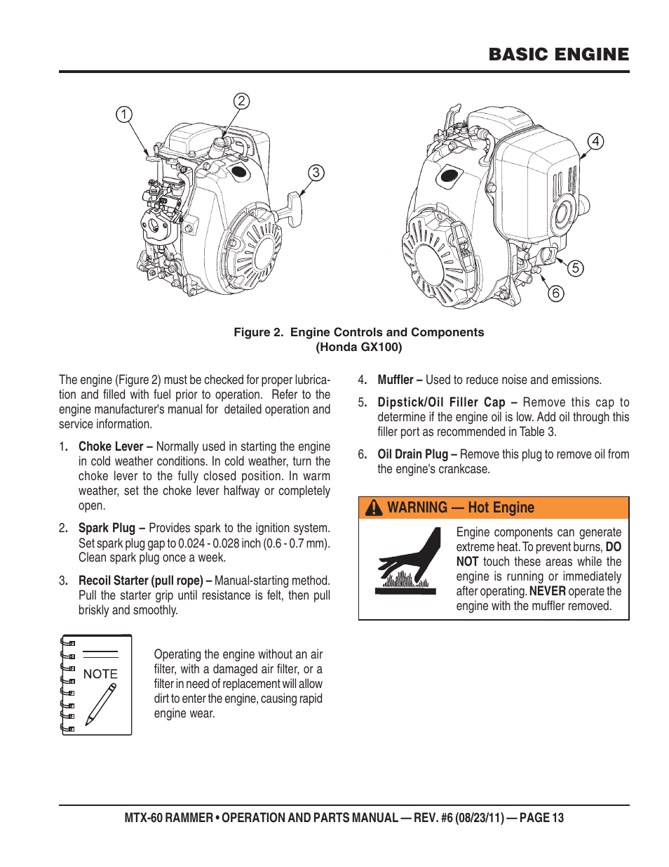 Basic engine | Multiquip MTX60 User Manual | Page 13 / 66