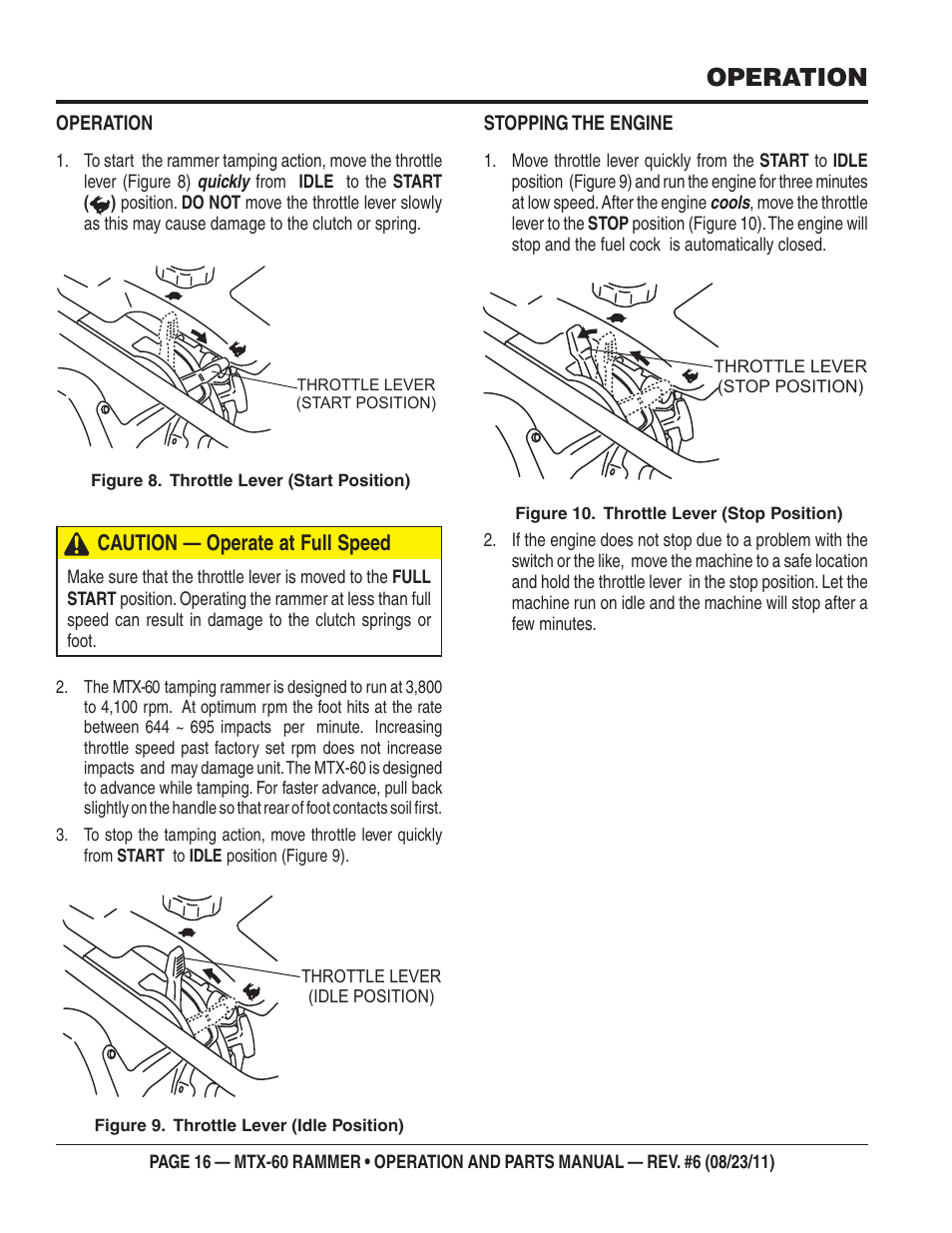 Operation | Multiquip MTX60 User Manual | Page 16 / 66