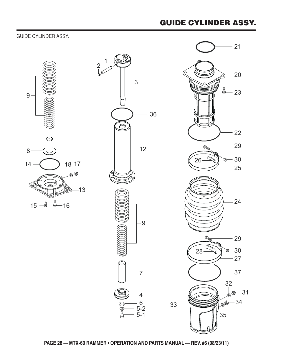 Guide cylinder assy | Multiquip MTX60 User Manual | Page 28 / 66