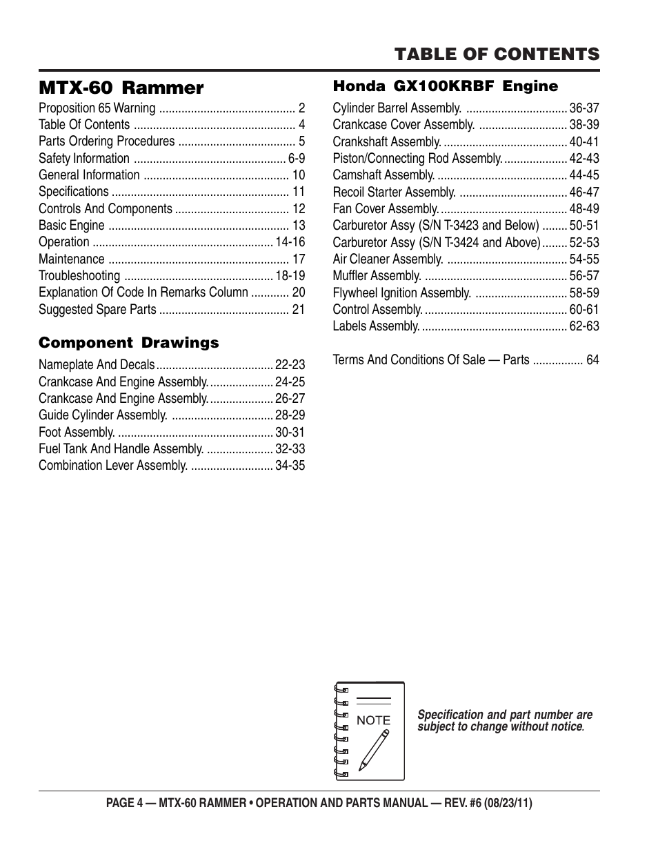 Multiquip MTX60 User Manual | Page 4 / 66