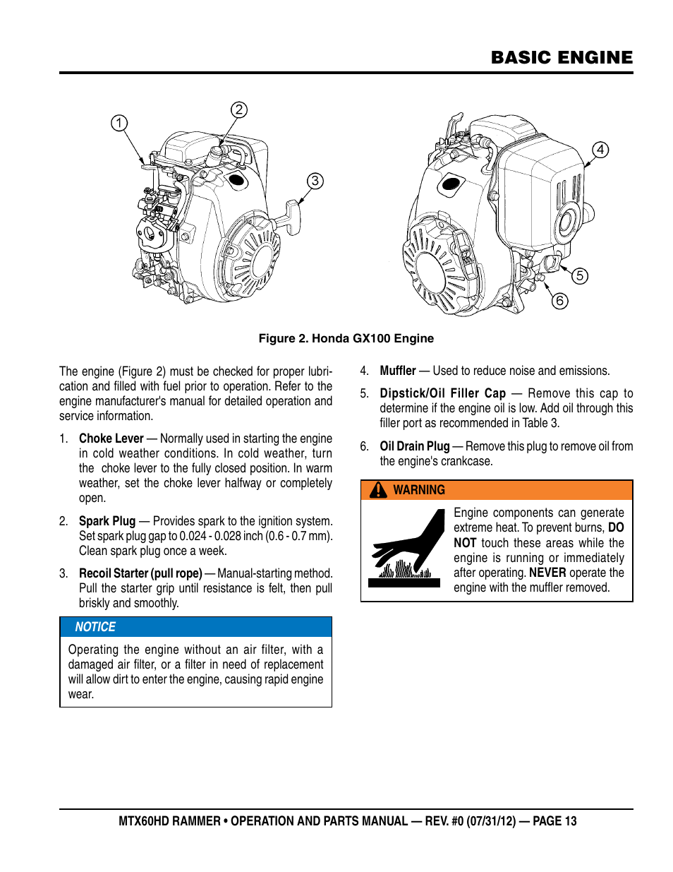 Basic engine | Multiquip MTX60HD User Manual | Page 13 / 70