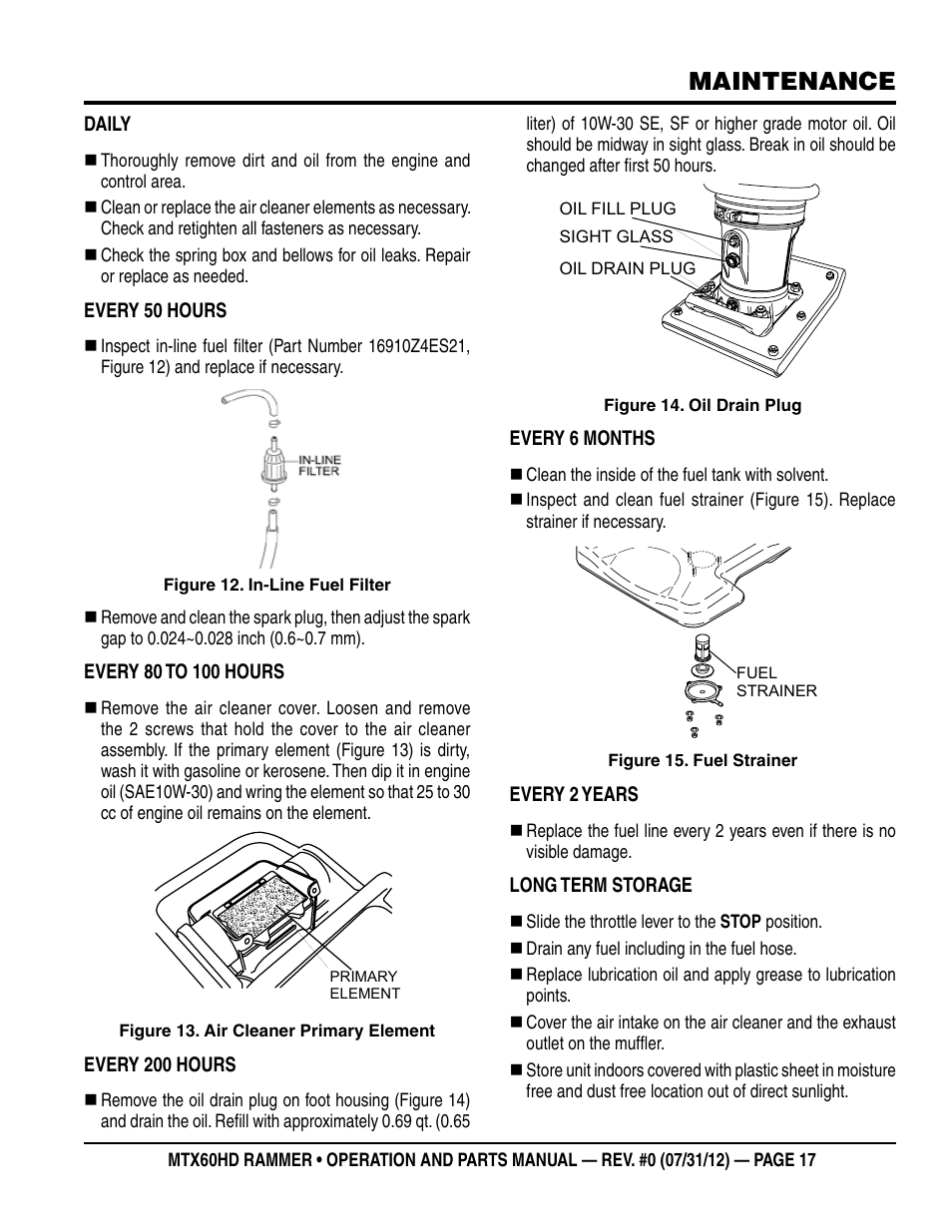 Maintenance | Multiquip MTX60HD User Manual | Page 17 / 70