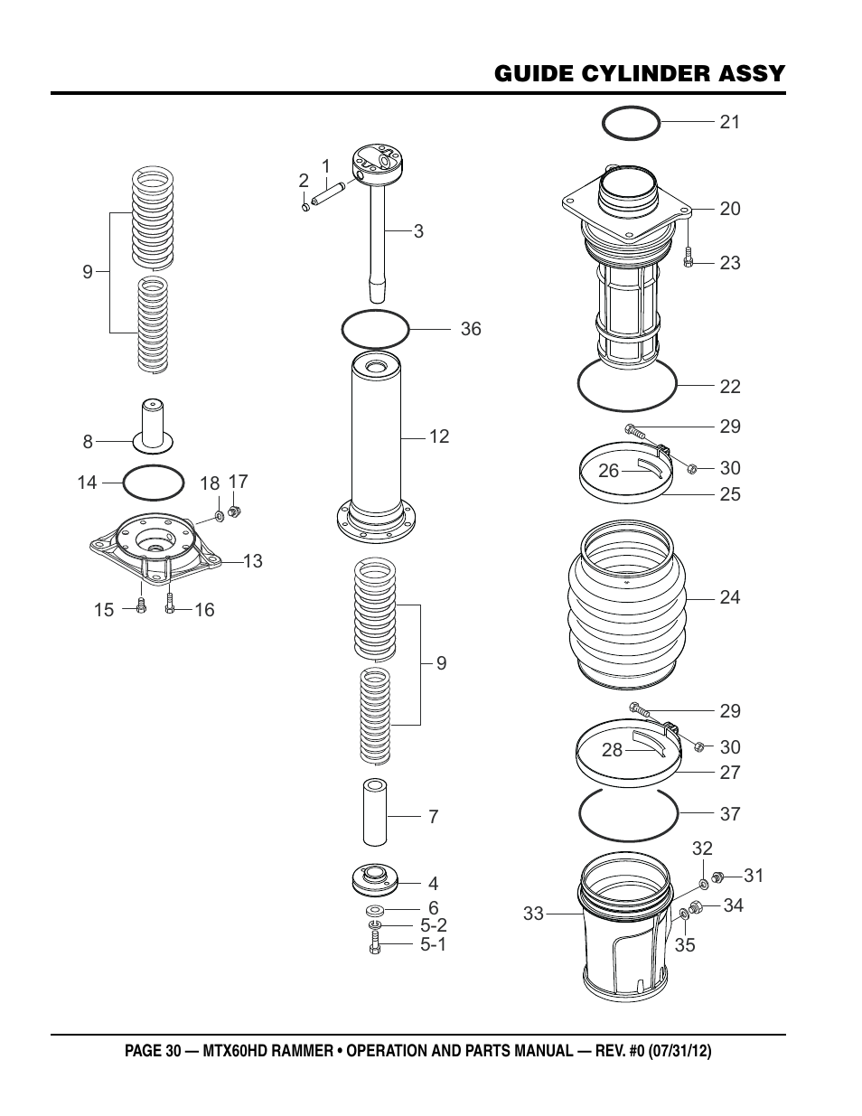 Guide cylinder assy | Multiquip MTX60HD User Manual | Page 30 / 70