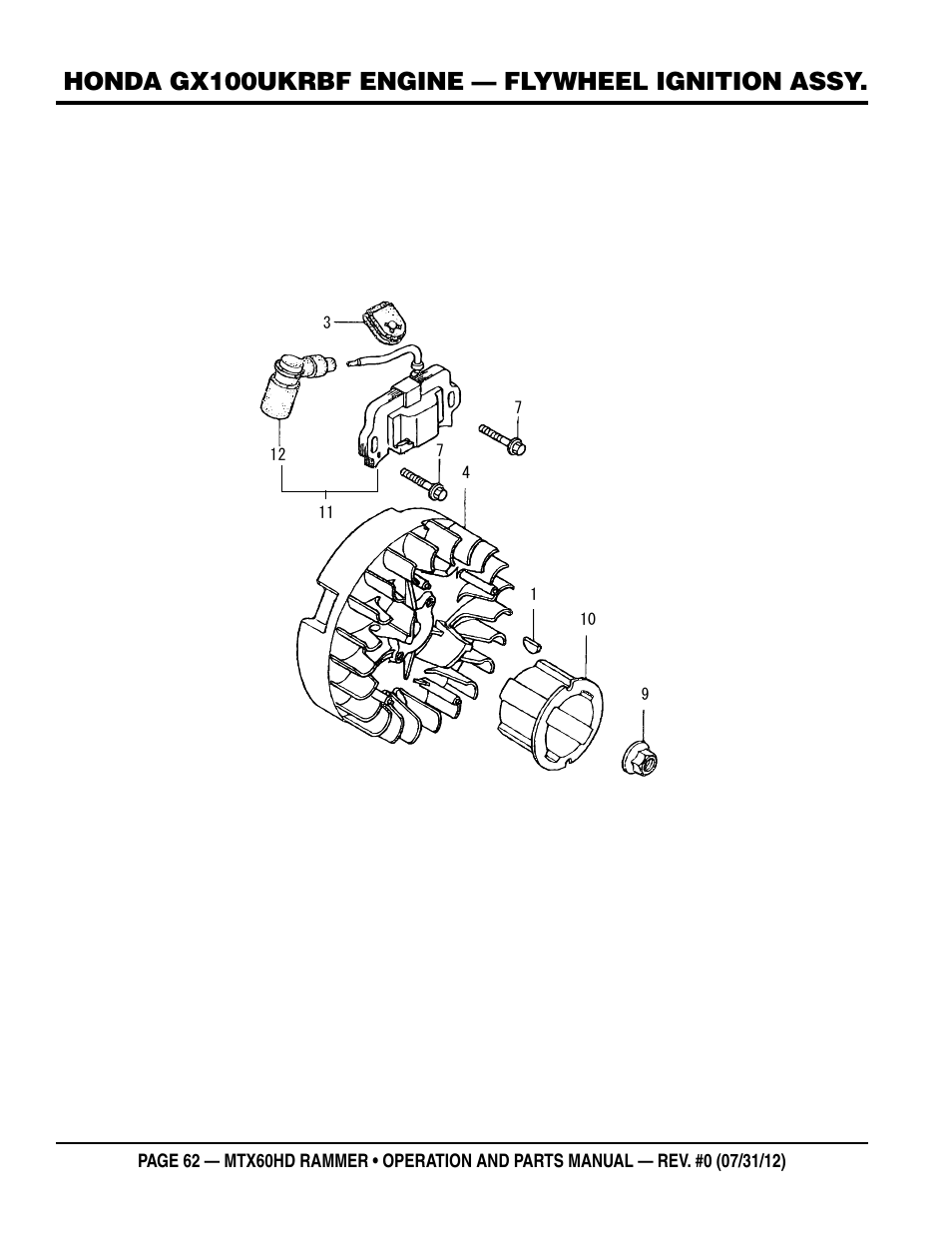 Honda gx100ukrbf engine — flywheel ignition assy | Multiquip MTX60HD User Manual | Page 62 / 70