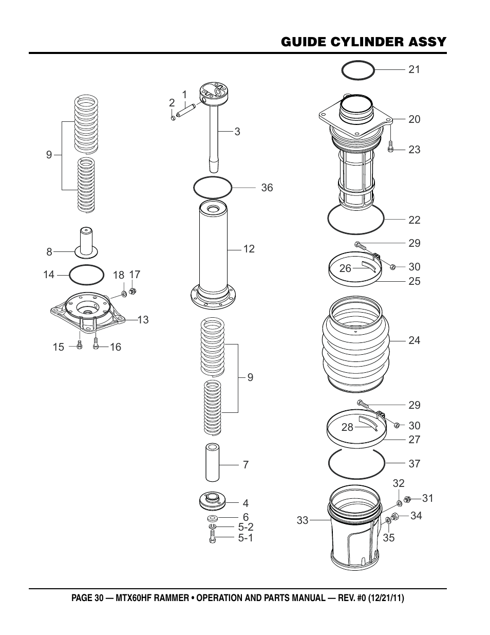 Guide cylinder assy | Multiquip MTX60HF User Manual | Page 30 / 66