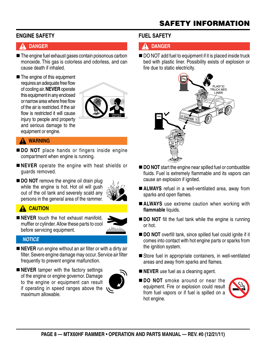 Safety information | Multiquip MTX60HF User Manual | Page 8 / 66