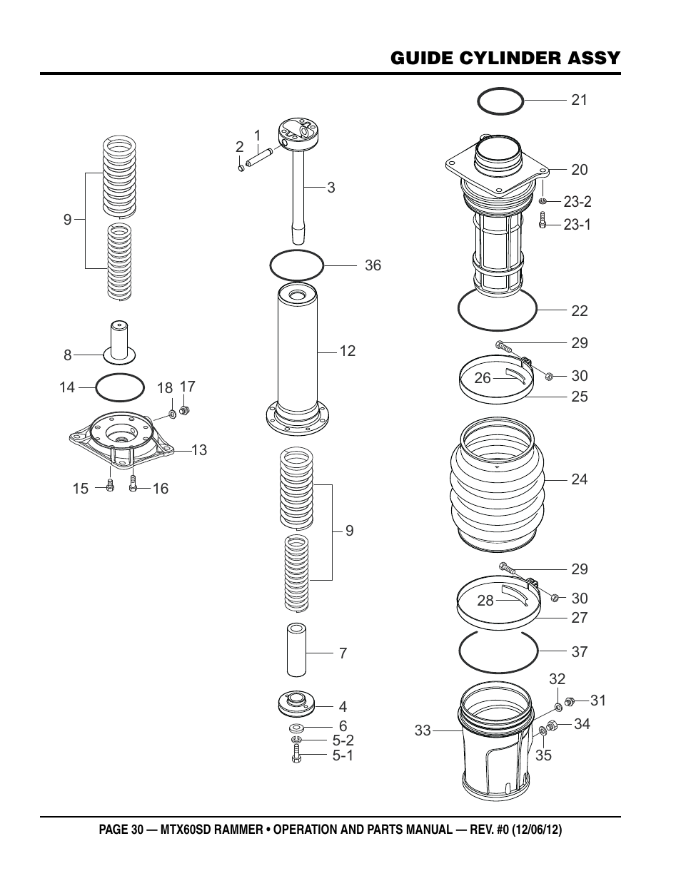 Guide cylinder assy | Multiquip MTX60SD User Manual | Page 30 / 58