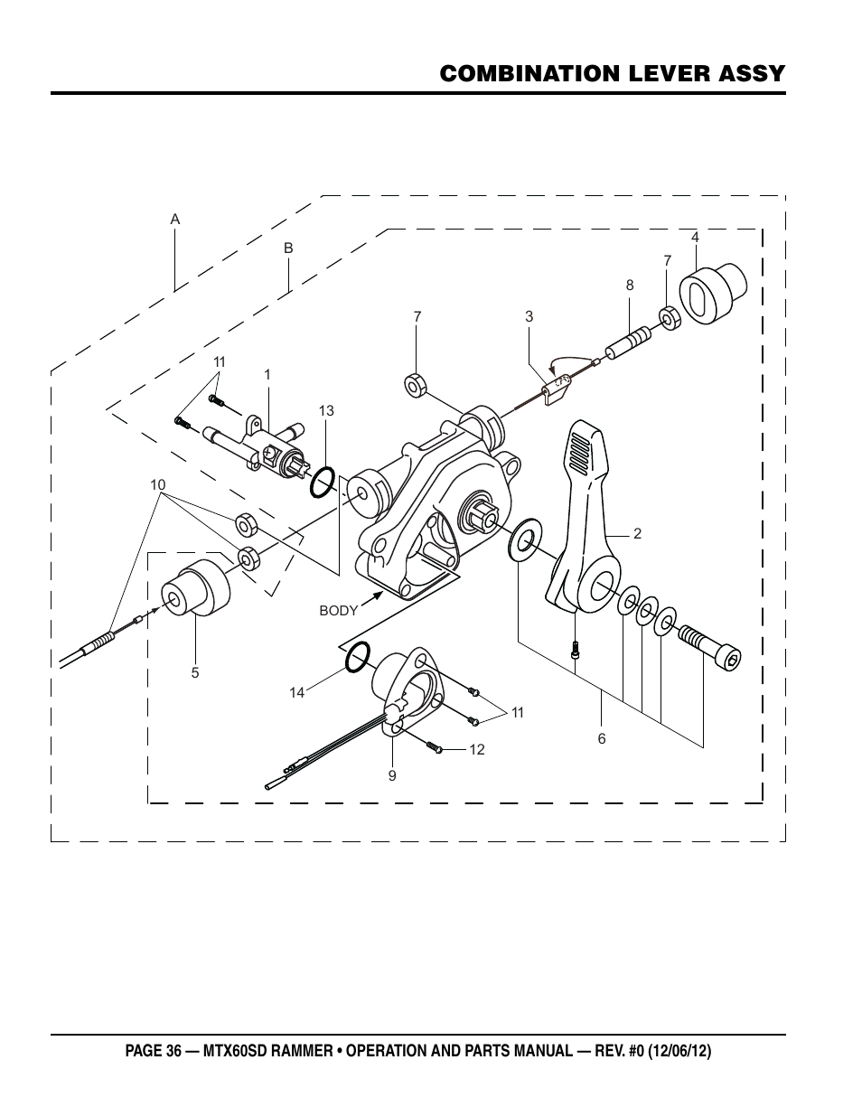 Combination lever assy | Multiquip MTX60SD User Manual | Page 36 / 58